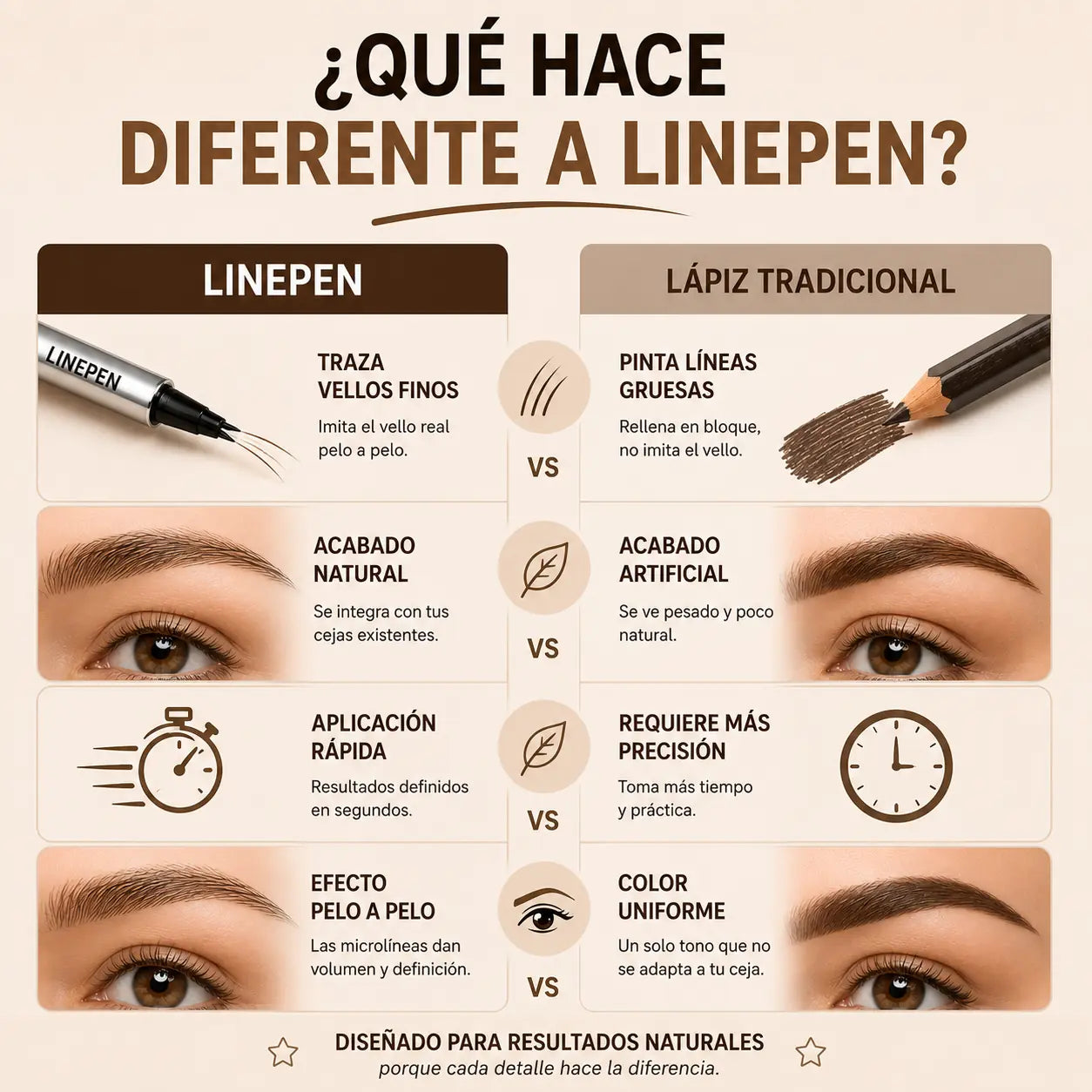 Lápiz Pelo a Pelo LinePen - Rellena cejas poco pobladas