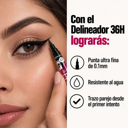 Kit Delineador de Precisión 36H + Encrespador de Regalo