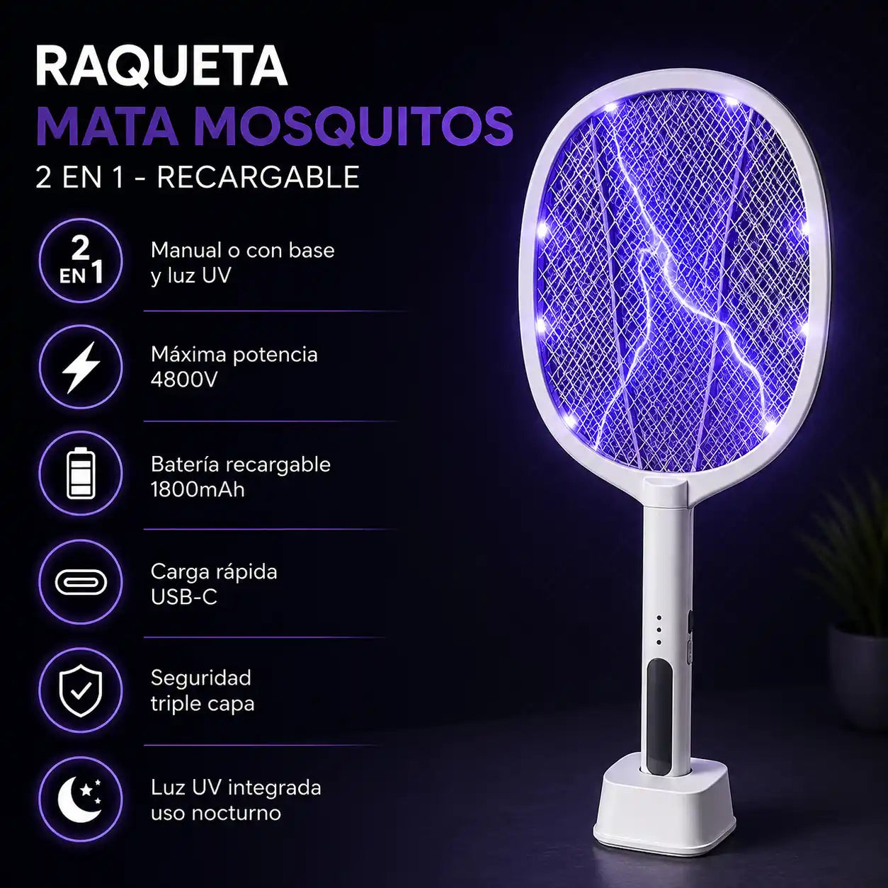 Raqueta Eléctrica - Protege Tu Hogar En Segundos