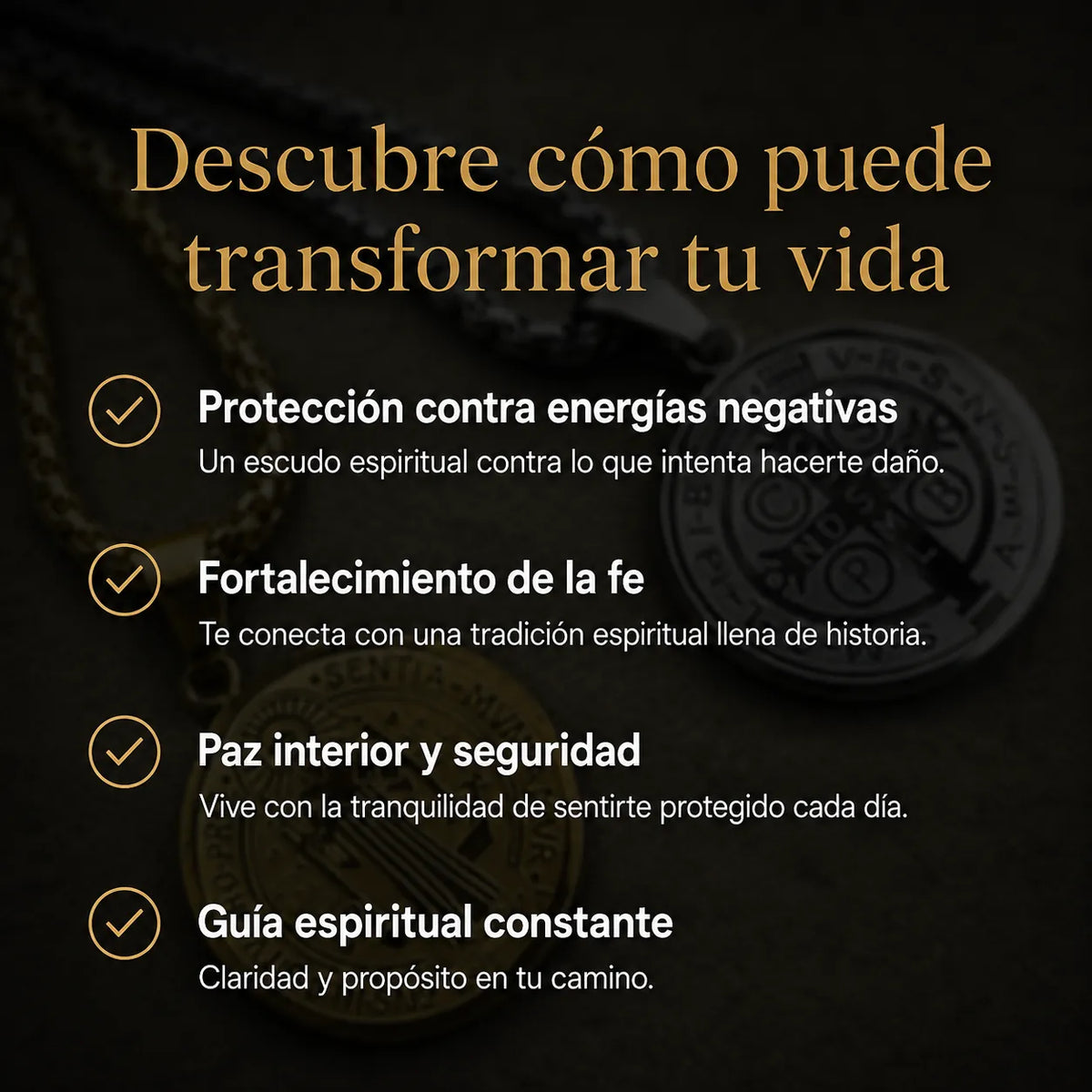 Collar Dije San Benito — Protección Espiritual en Acero Inoxidable