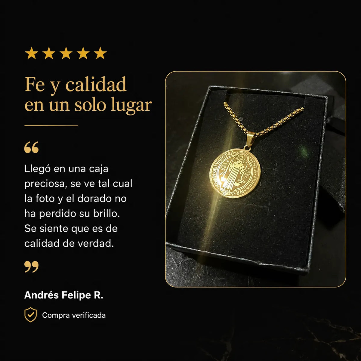 Collar Dije San Benito — Protección Espiritual en Acero Inoxidable